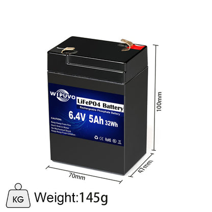 6.4V 5ah Lithium LiFePO4 Battery