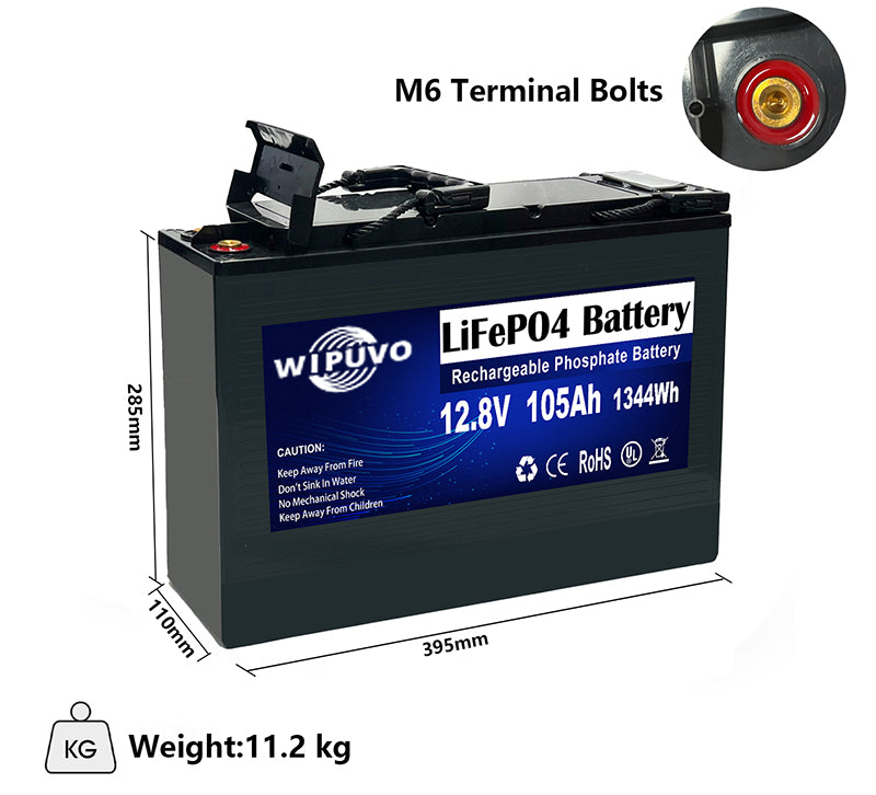 12.8V 105Ah 1344Wh Lithium Battery