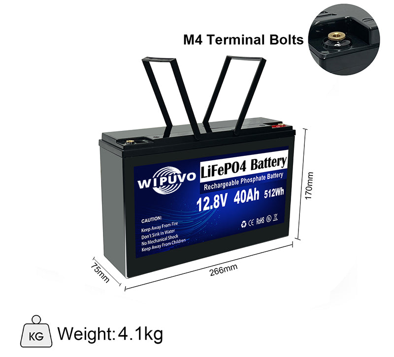 12.8V 40Ah 512Wh LiFePO4 Battery