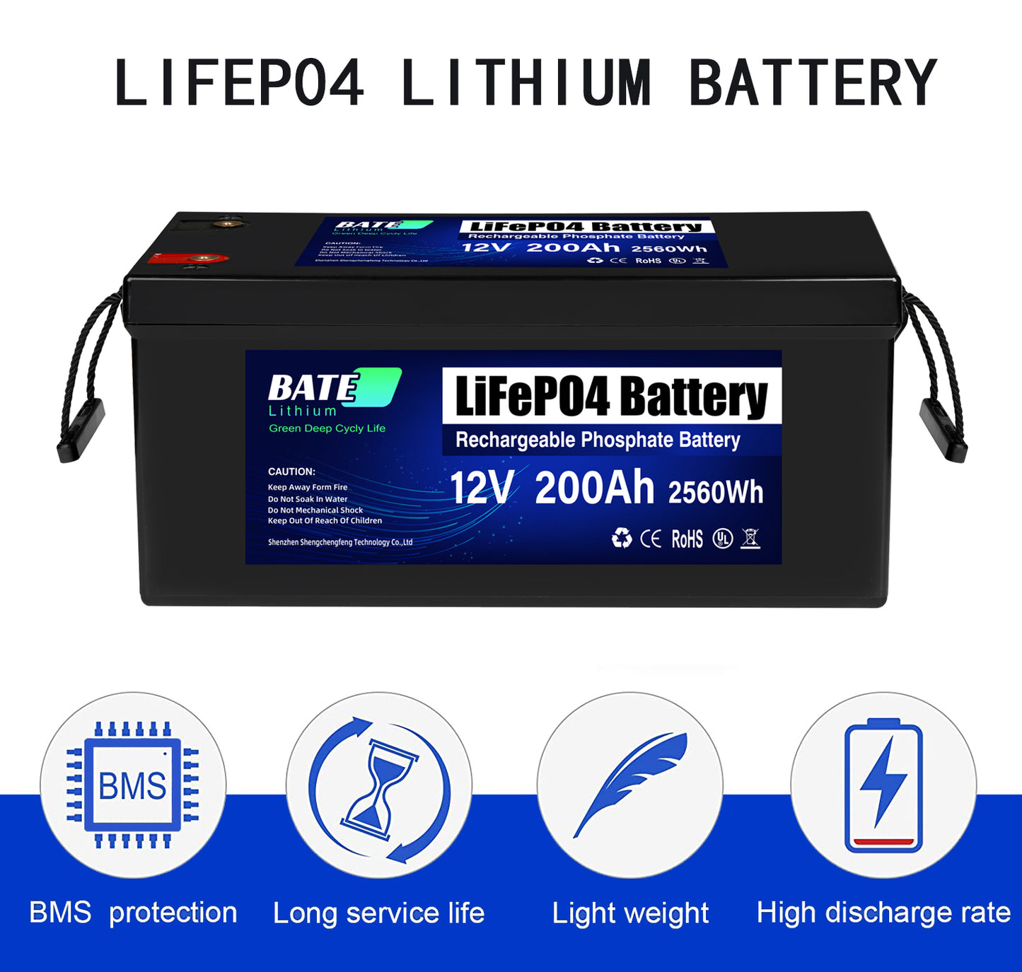 12V 200Ah Lithium-Lifepo4-Batterie