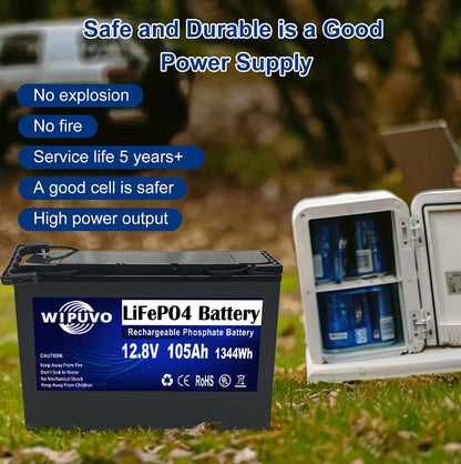 12.8V 105Ah 1344Wh Lithium Battery