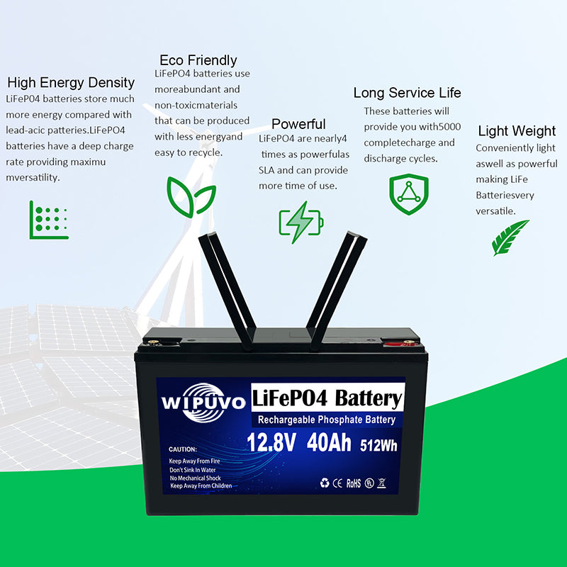 12.8V 40Ah 512Wh LiFePO4 Battery